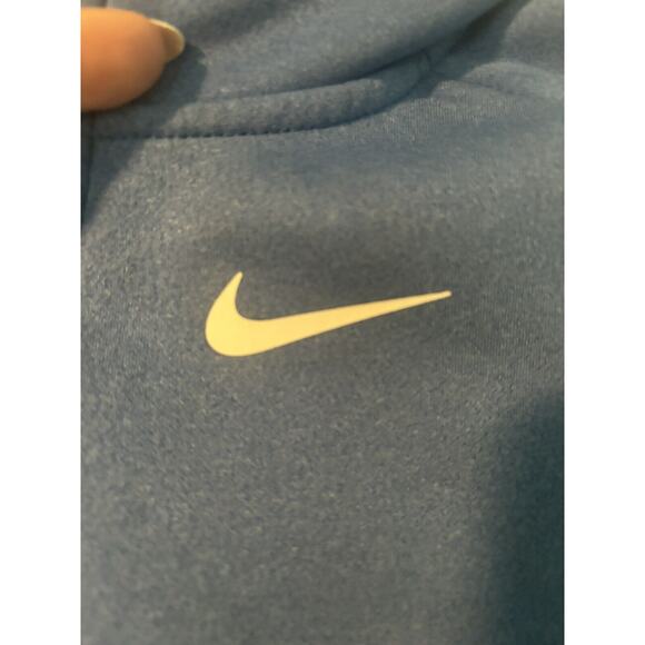 Nike Therma Fit Hoodie Small 17" (4/5 Years) Blue Full Zip White Logo - Picture 5 of 6